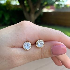 Crystal studs with halo Rhinestone